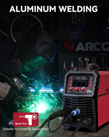 ARCCAPTAIN MIG Welder spool gun connector ready for aluminum wire feeding.