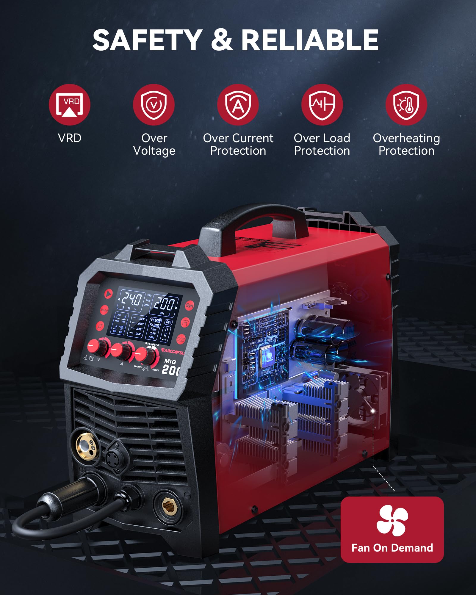 ARCCAPTAIN MIG Welder spot welding setup suitable for sheet metal bonding.