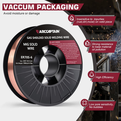 ARCCAPTAIN MIG wire 0.035-inch producing a smooth weld bead