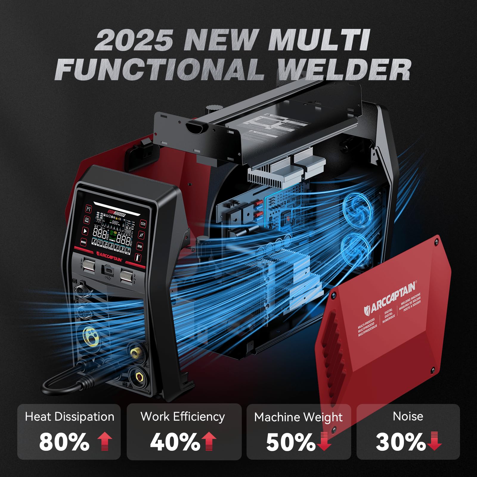 ARCCAPTAIN MIG205MP DC TIG welding setup for precise joints.