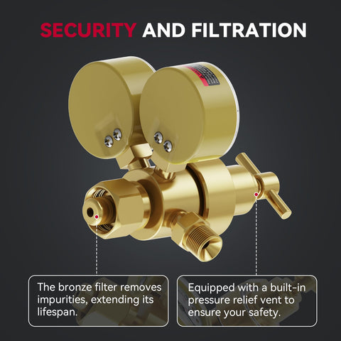 ARCCAPTAIN package includes regulator and hose barb for quick setup.