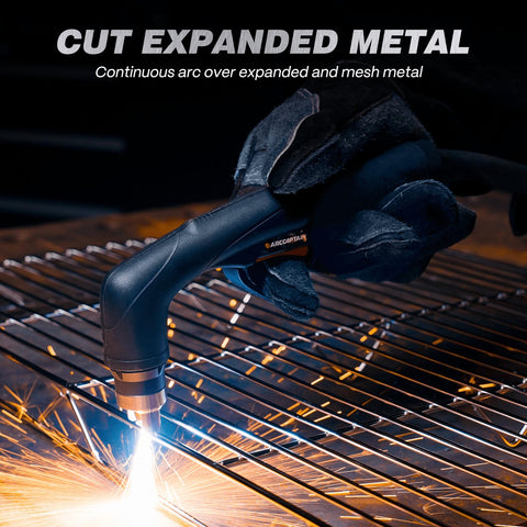 ARCCAPTAIN plasma cutter during cutting action producing clean, precise edges.