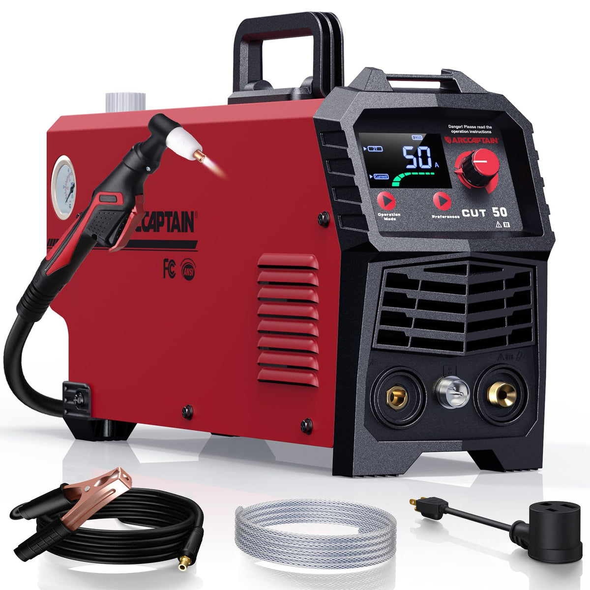 ARCCAPTAIN Plasma Cutter LED display shows real-time settings for easy adjustment