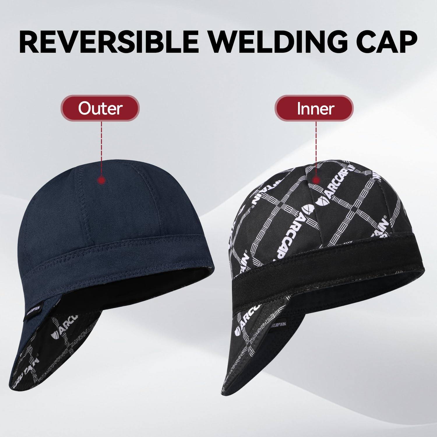ARCCAPTAIN welding cap uses 260-gram Martin Cloth for durability.