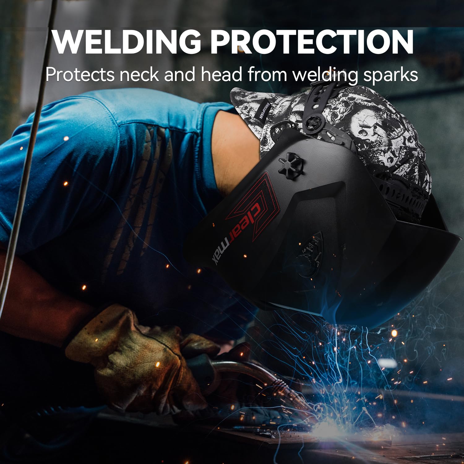 ARCCAPTAIN welding cap back view for breathable, all-day protection.
