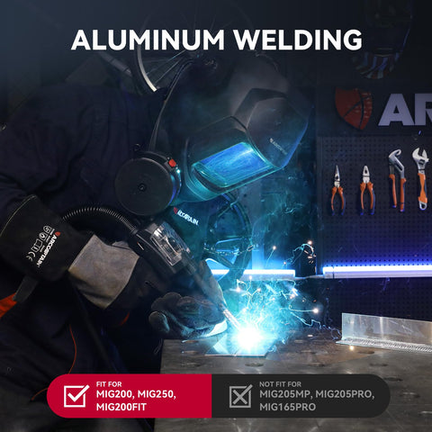 ARCCAPTAIN spool gun 10ft cable provides extra reach for larger welds.