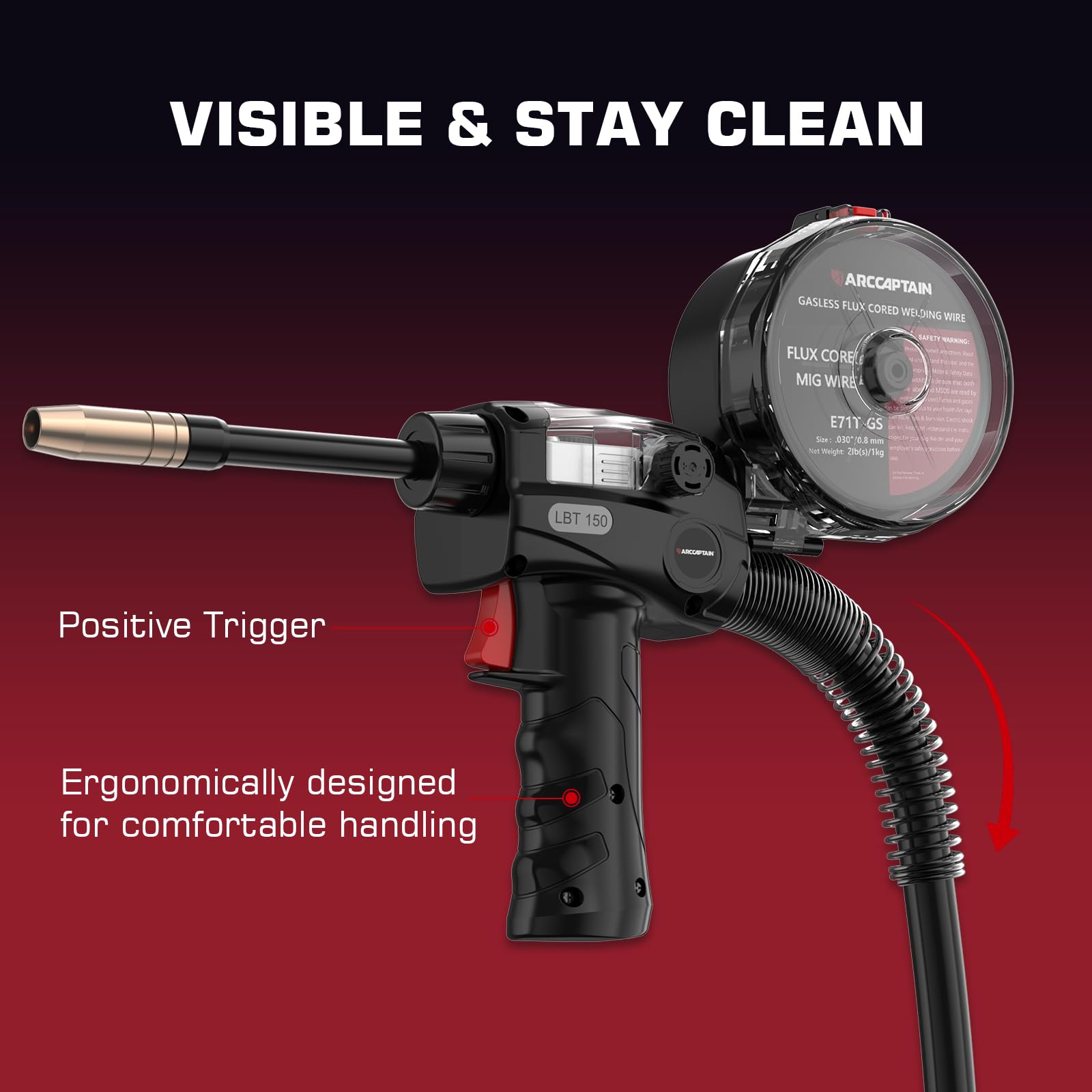 ARCCAPTAIN thickened cable design boosts durability during aluminum welds.