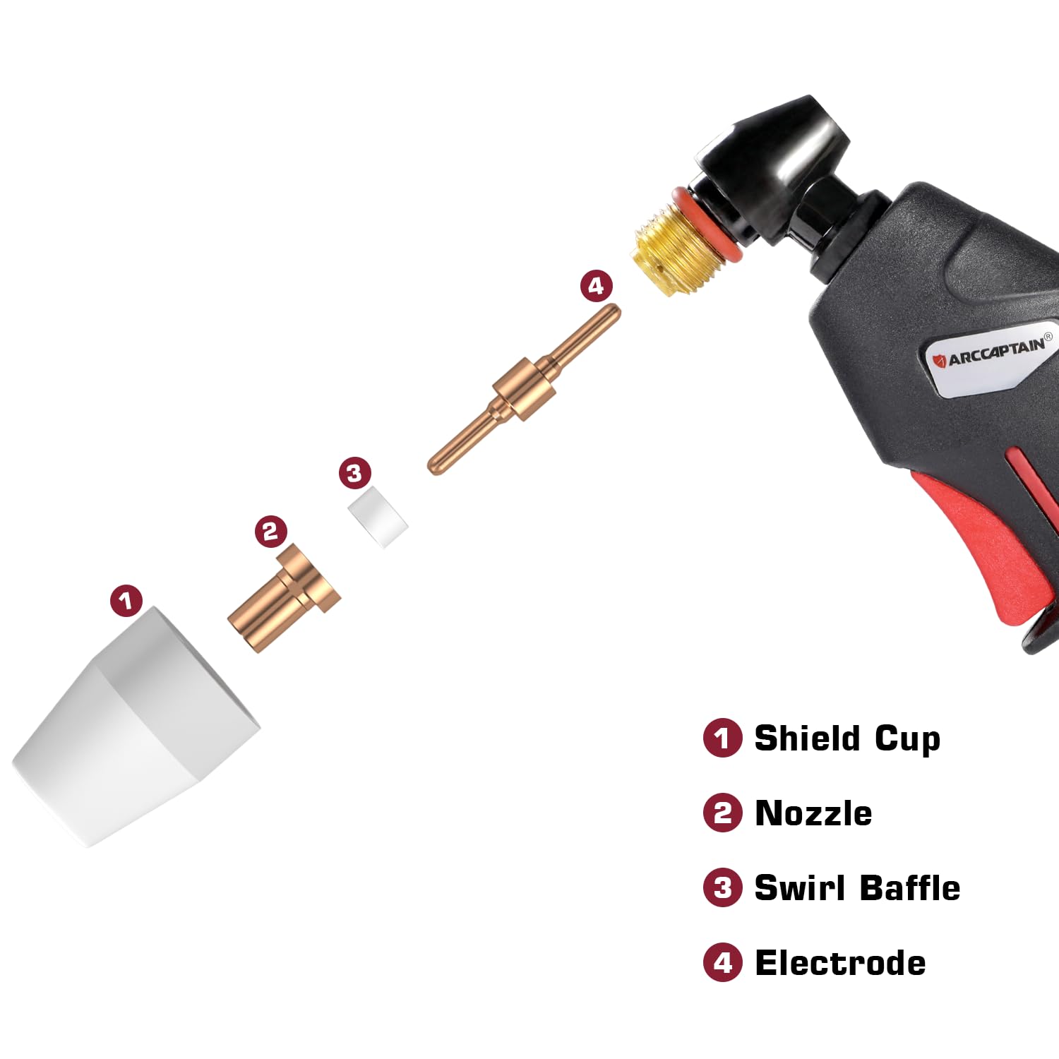 ARCCAPTAIN swirl baffle: optimized gas flow for stable plasma cutting.