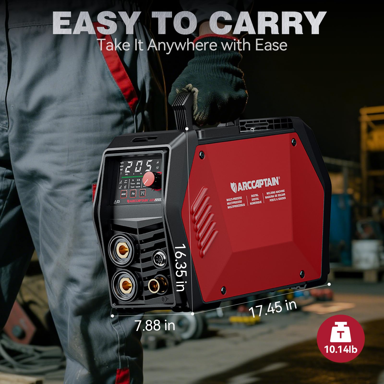 ARCCAPTAIN TIG 205P Pro LED display with protections for safer operation