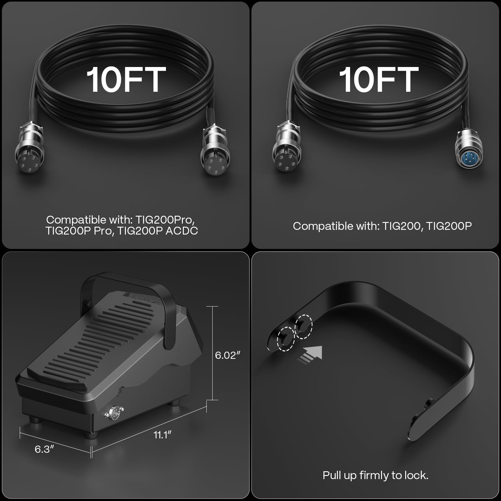 ARCCAPTAIN TIG pedal compatible with TIG200, TIG200P, and TIG205 Pro.