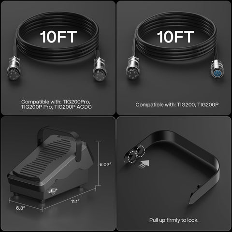 ARCCAPTAIN TIG pedal compatible with TIG200, TIG200P, and TIG205 Pro.