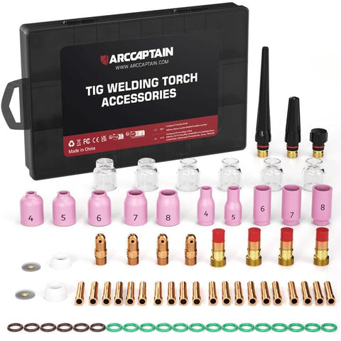 ARCCAPTAIN TIG torch accessories kit 71pcs ready for versatile welding setups.