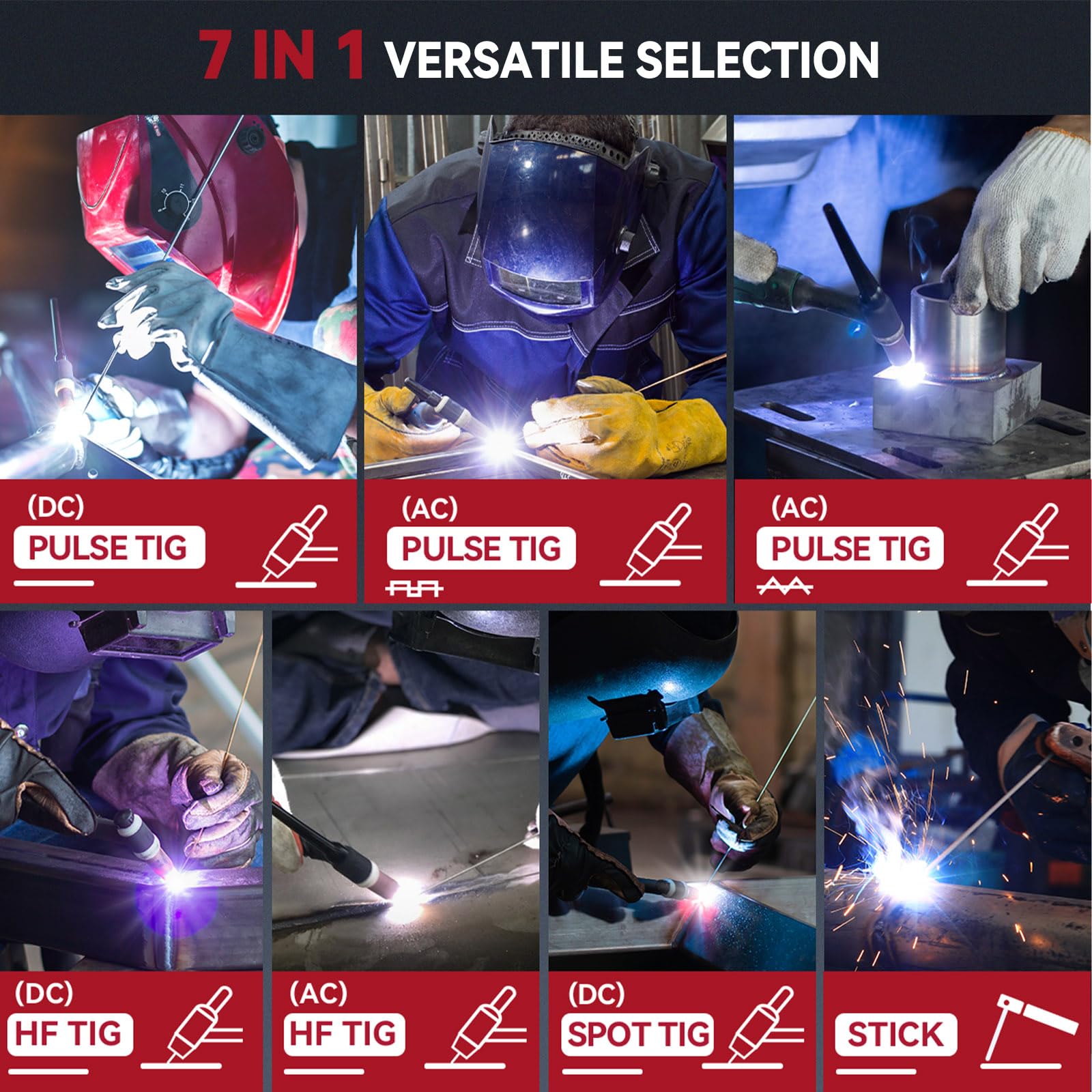 ARCCAPTAIN TIG Welder digital controls enable fine-tuned pulse and balance adjustments.