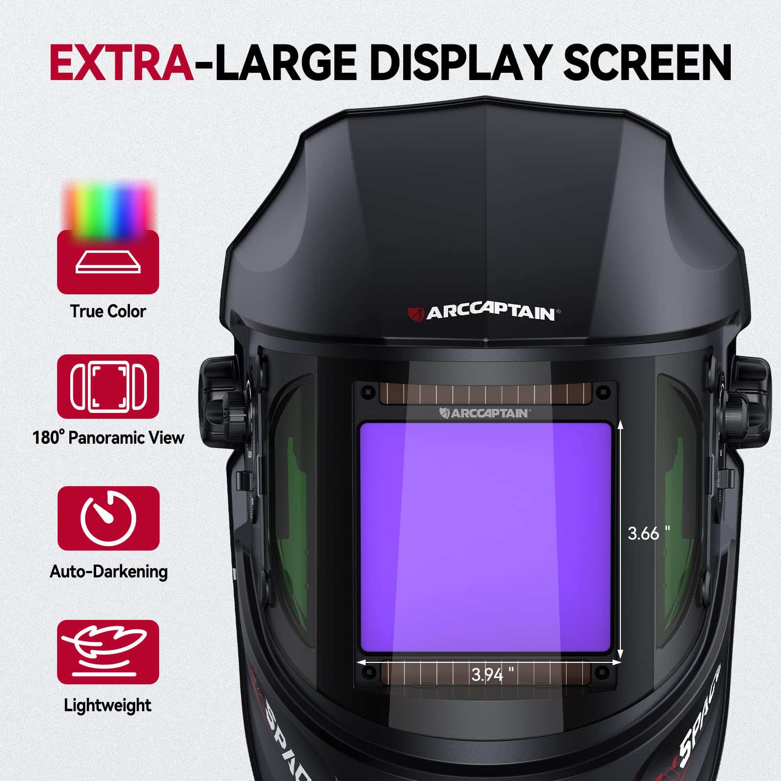 ARCCAPTAIN true-color auto-darkening screen for sharp weld visualization