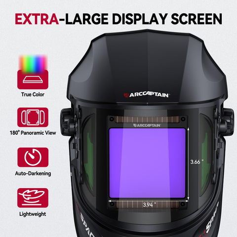 ARCCAPTAIN true-color auto-darkening screen for sharp weld visualization
