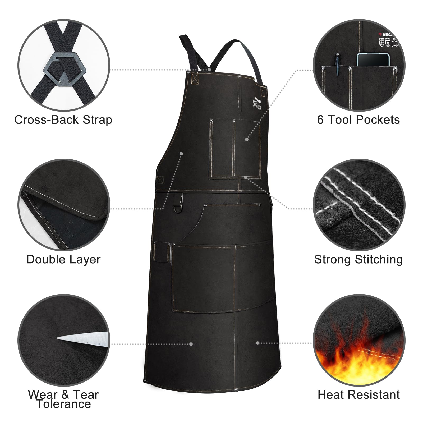 ARCCAPTAIN versatile apron suited for blacksmith woodworking BBQ tasks