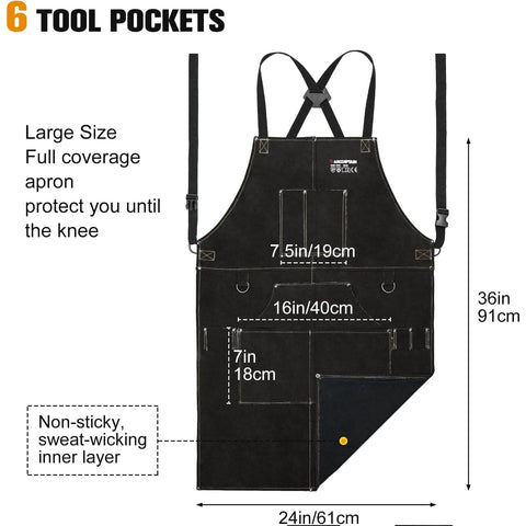 ARCCAPTAIN welding apron 24x36 full coverage protects against sparks