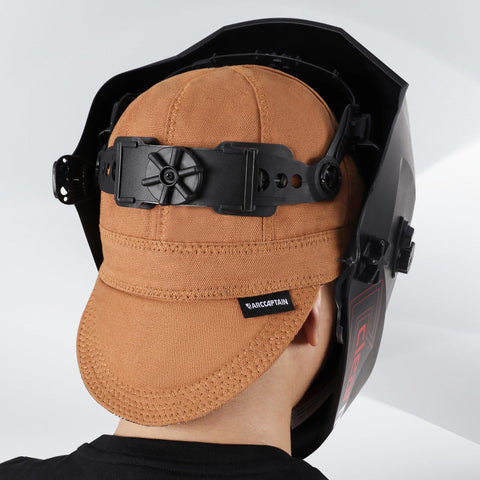 ARCCAPTAIN welding cap in-use welding scene conveys safety and focus