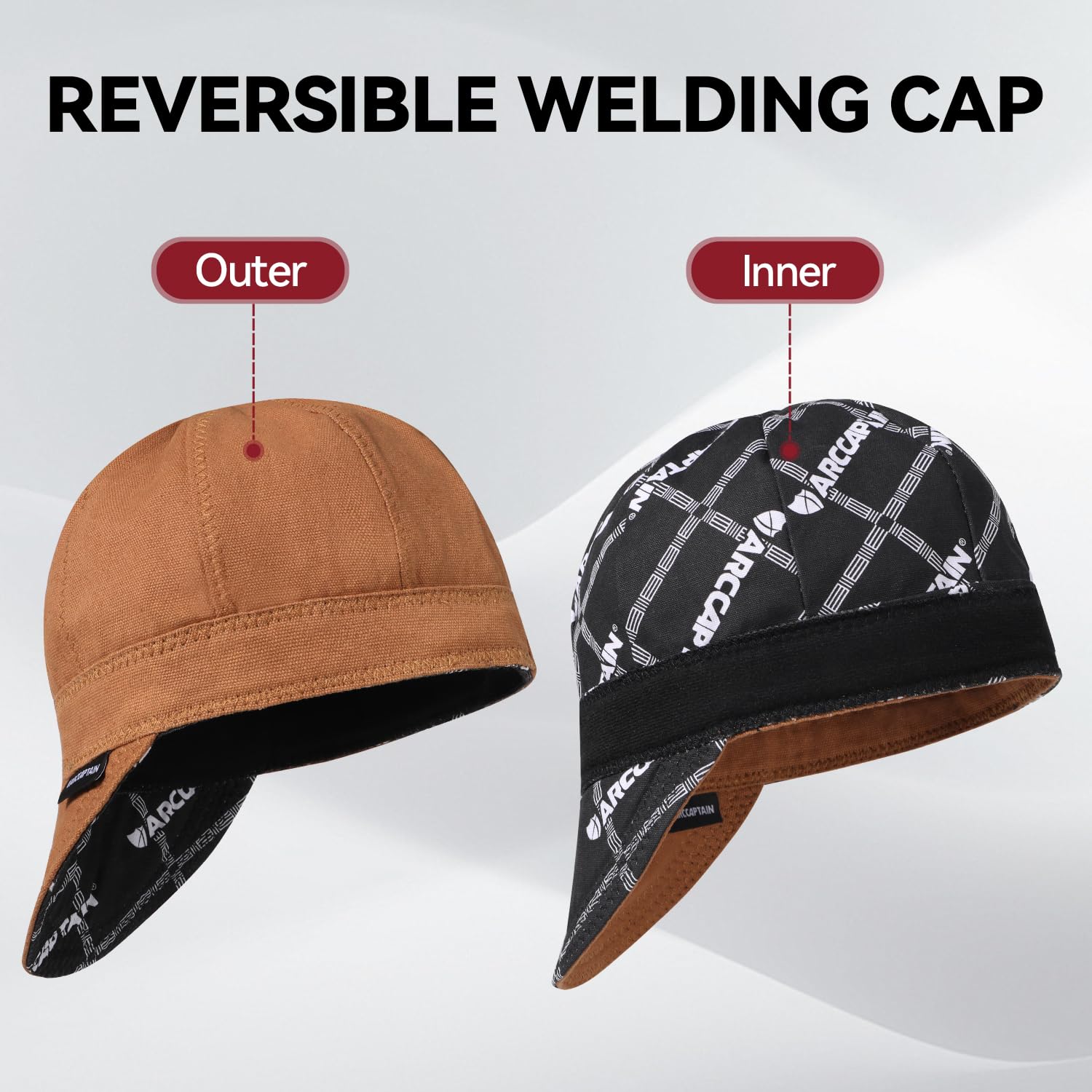 ARCCAPTAIN welding cap in use for welding and outdoor tasks