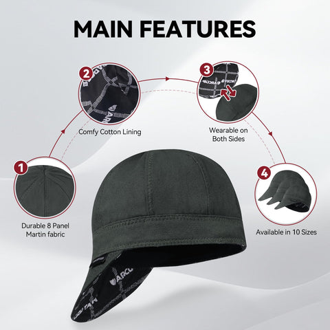 ARCCAPTAIN cap interior reversible side showing heat-resistant lining for durable wear.