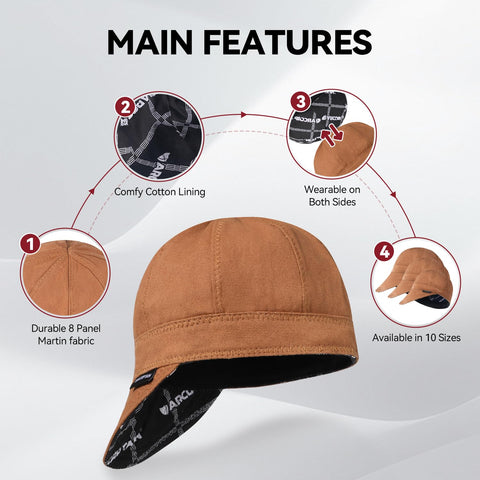 ARCCAPTAIN cap side view highlights heat-resistant lining for protection