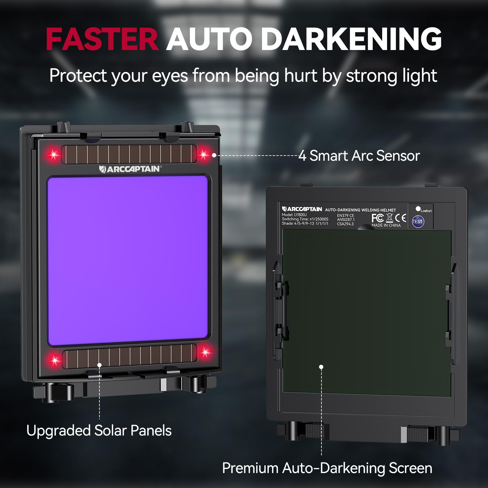 ARCCAPTAIN 12-in-1 filter protects eyes from UV and IR.