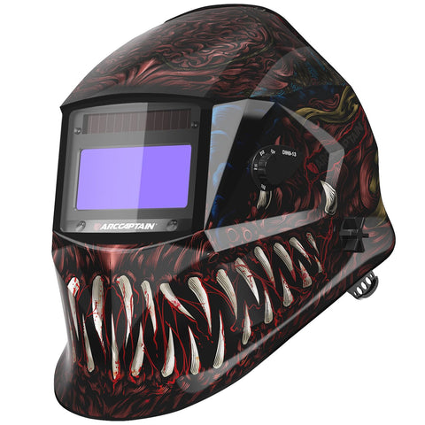 ARCCAPTAIN welding helmet front view shows true color clarity for precise welds.