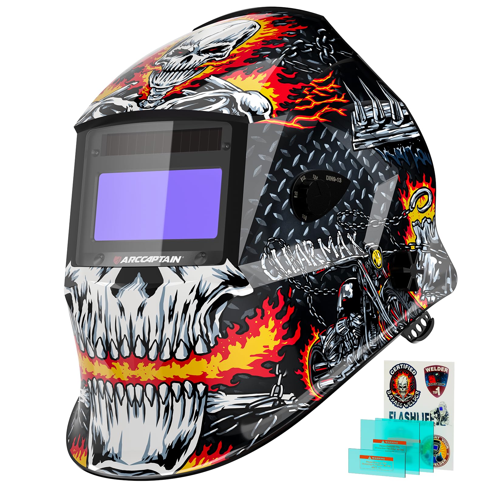 ARCCAPTAIN welding helmet with auto-darkening true color lens for clear visibility