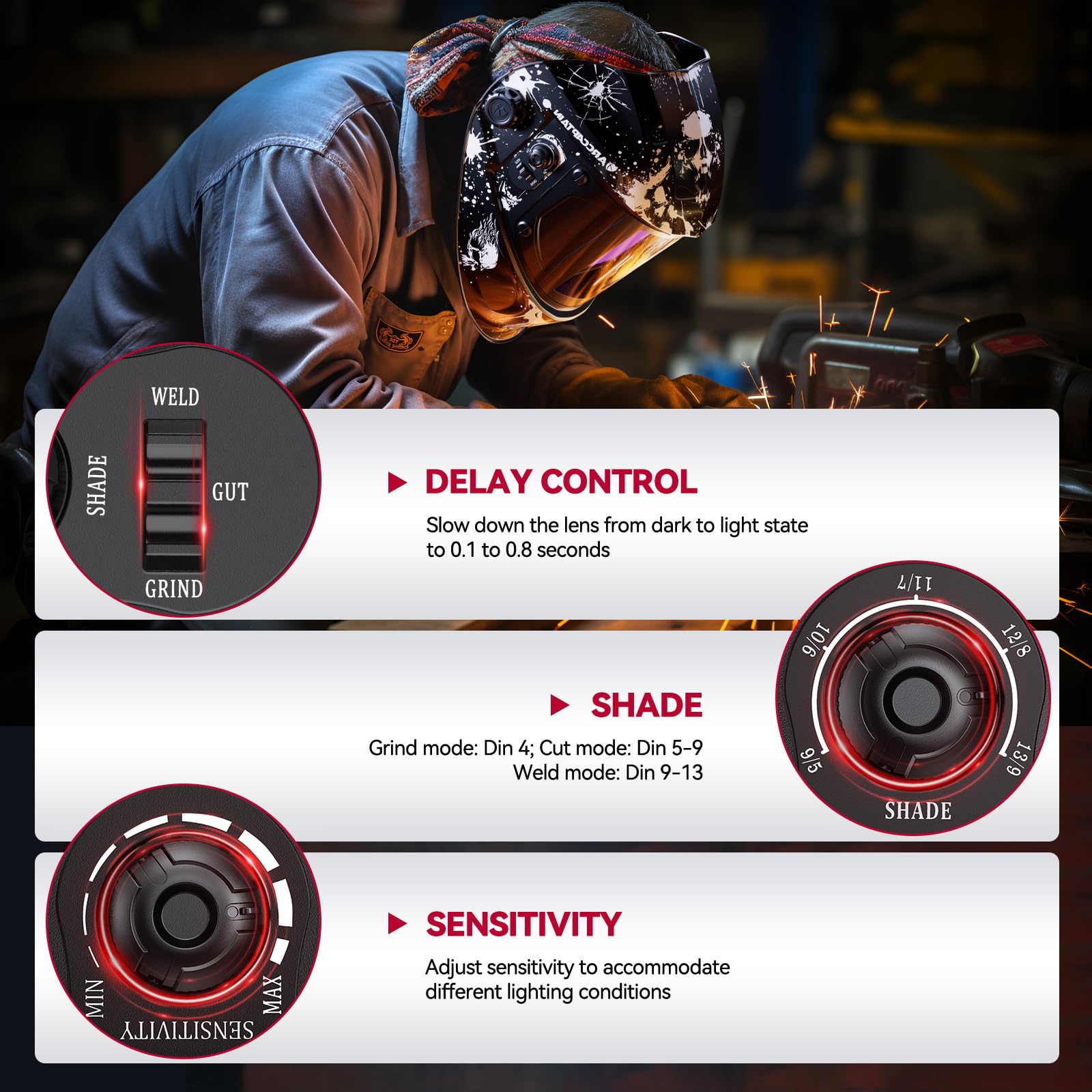 ARCCAPTAIN easy-knob adjustment fits wearing gloves.