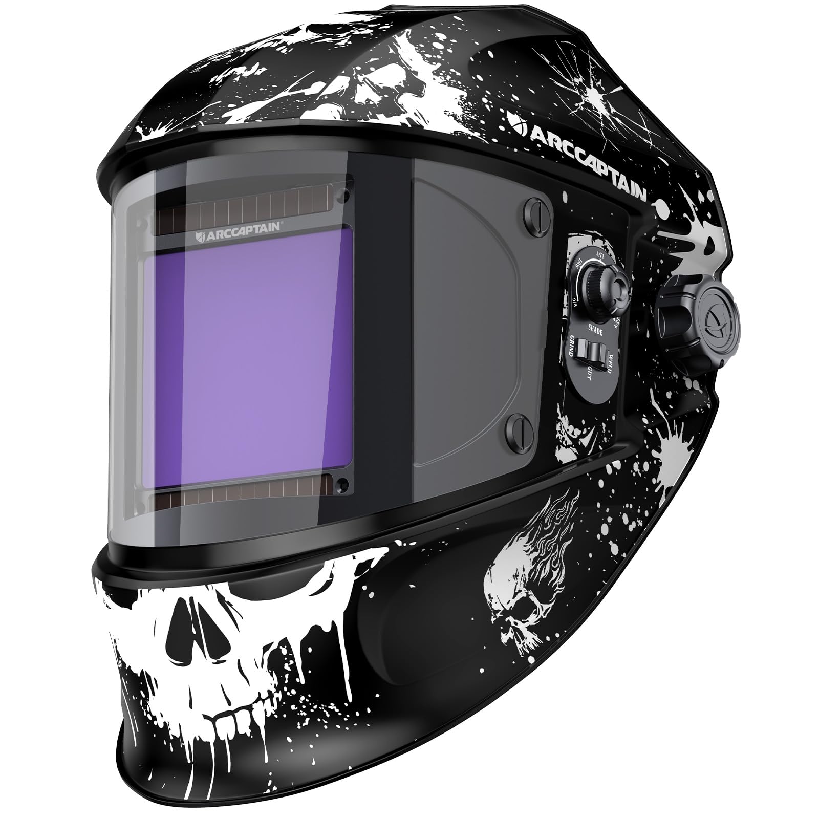 ARCCAPTAIN welding helmet with four arc sensors for fast shade switching.