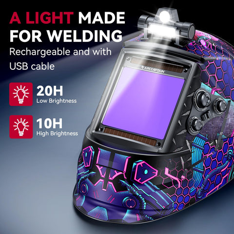 ARCCAPTAIN front view welding helmet with a large screen for precise alignment
