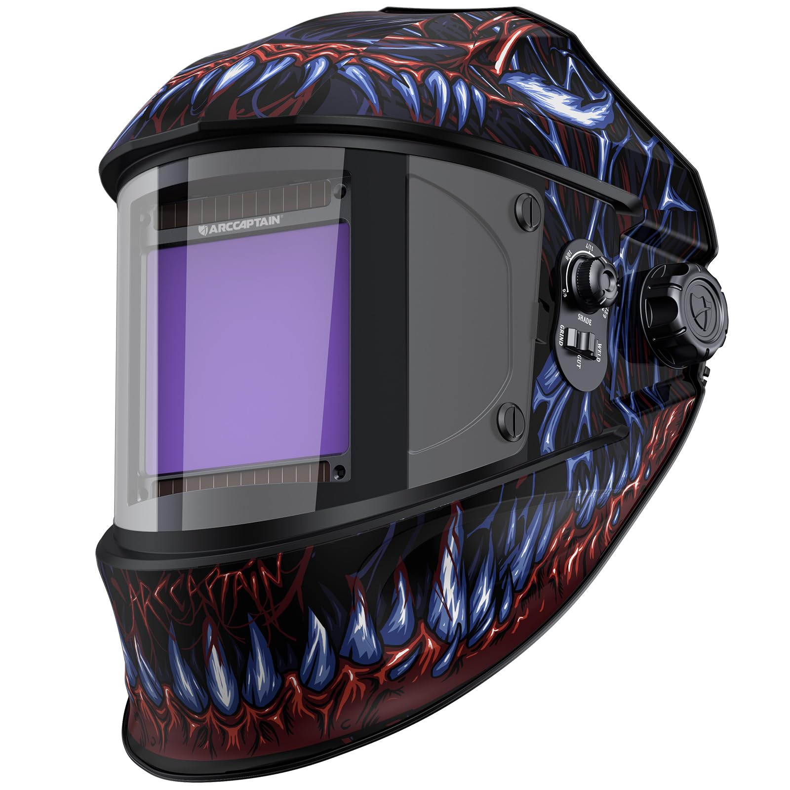 ARCCAPTAIN welding helmet with large viewing screen for precise TIG and MIG work
