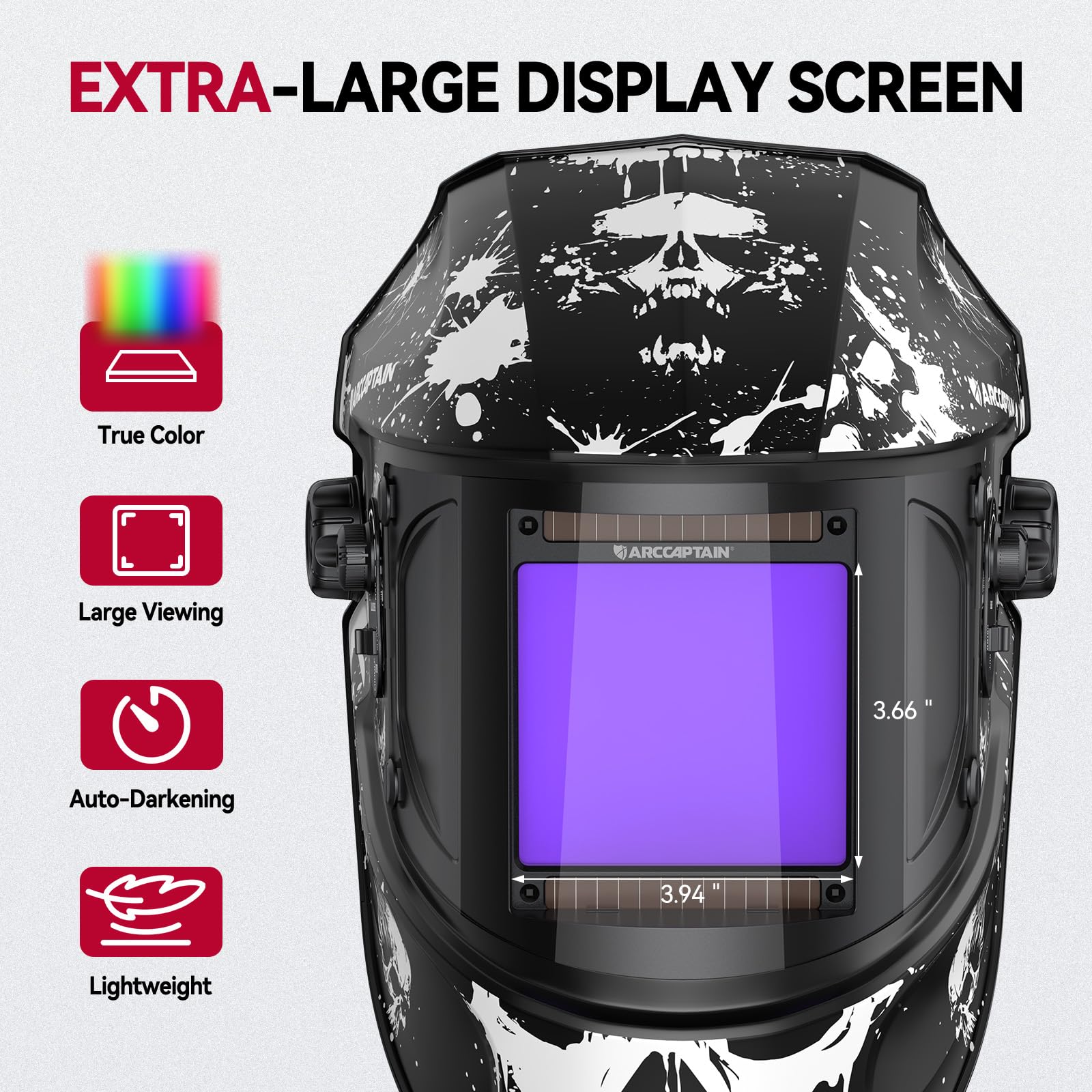 ARCCAPTAIN large viewing screen enhances bead control and accuracy.