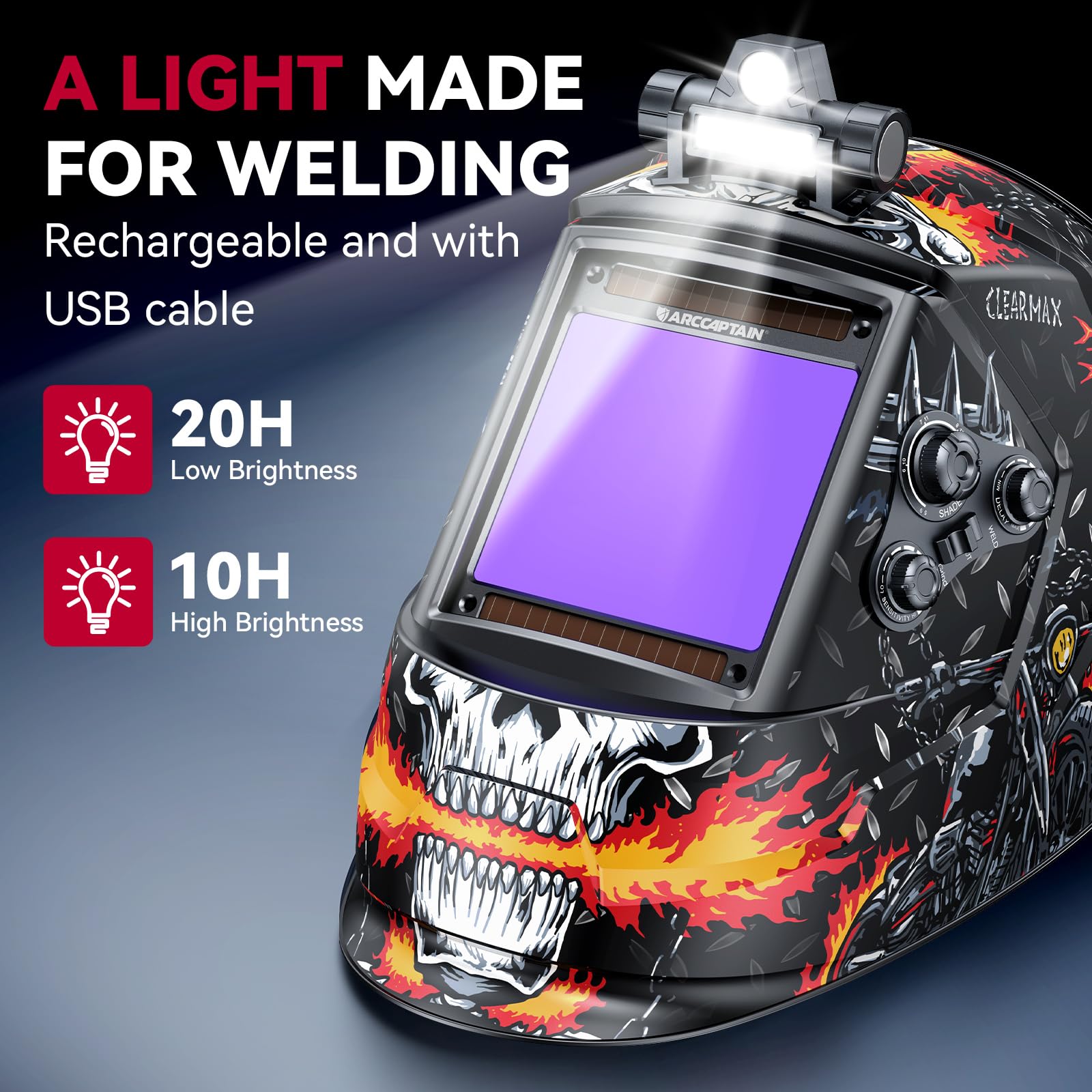 ARCCAPTAIN helmet featuring true color technology for clearer arc visibility.