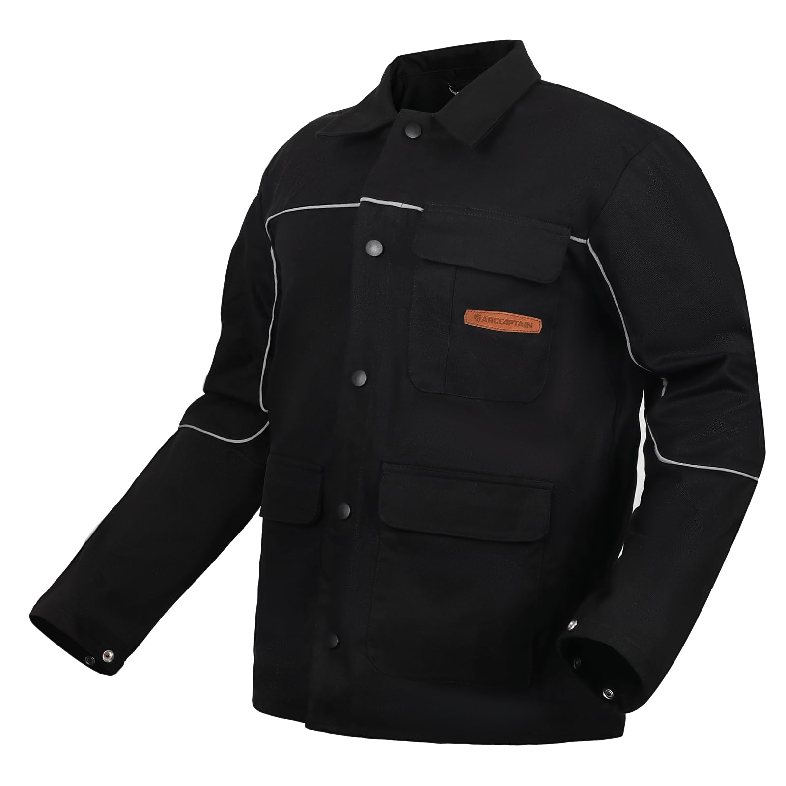 ARCCAPTAIN welding jacket safety-sparks demonstrates spark protection in action.