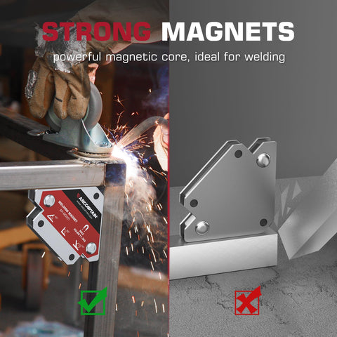 ARCCAPTAIN welding magnets feature a durable steel frame resistant to heat during welding