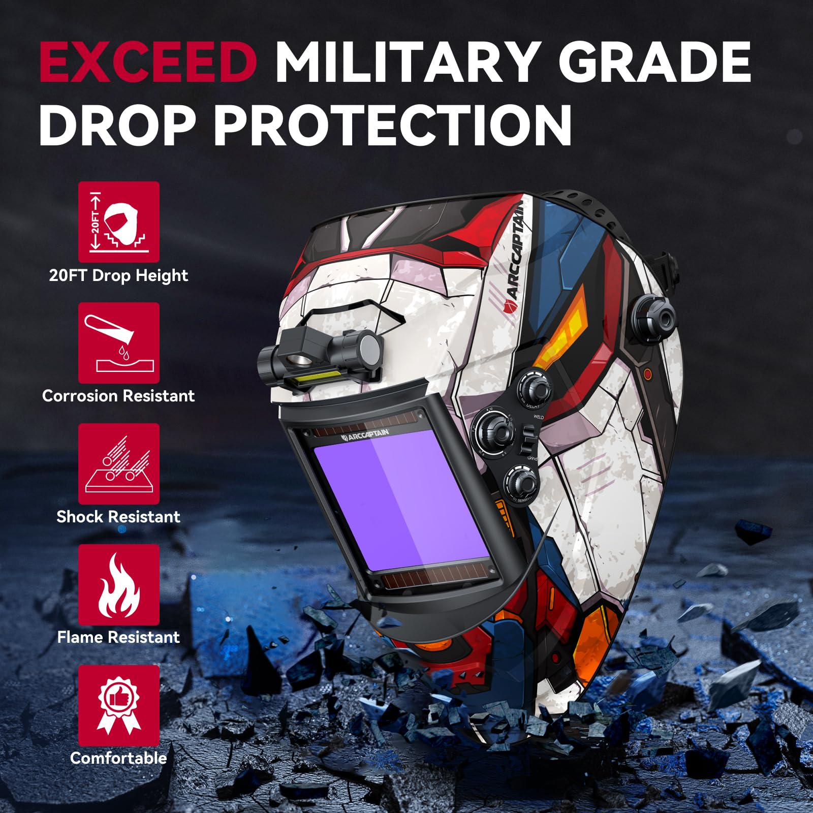 ARCCAPTAIN oversized viewing area supports accurate bead placement and inspection.