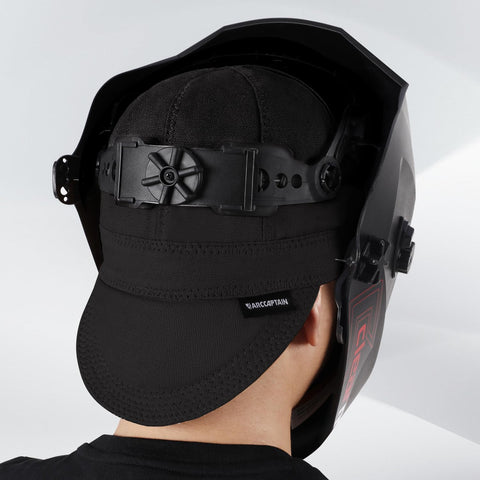 ARCCAPTAIN workshop scene shows versatile, multi-use welding cap in action