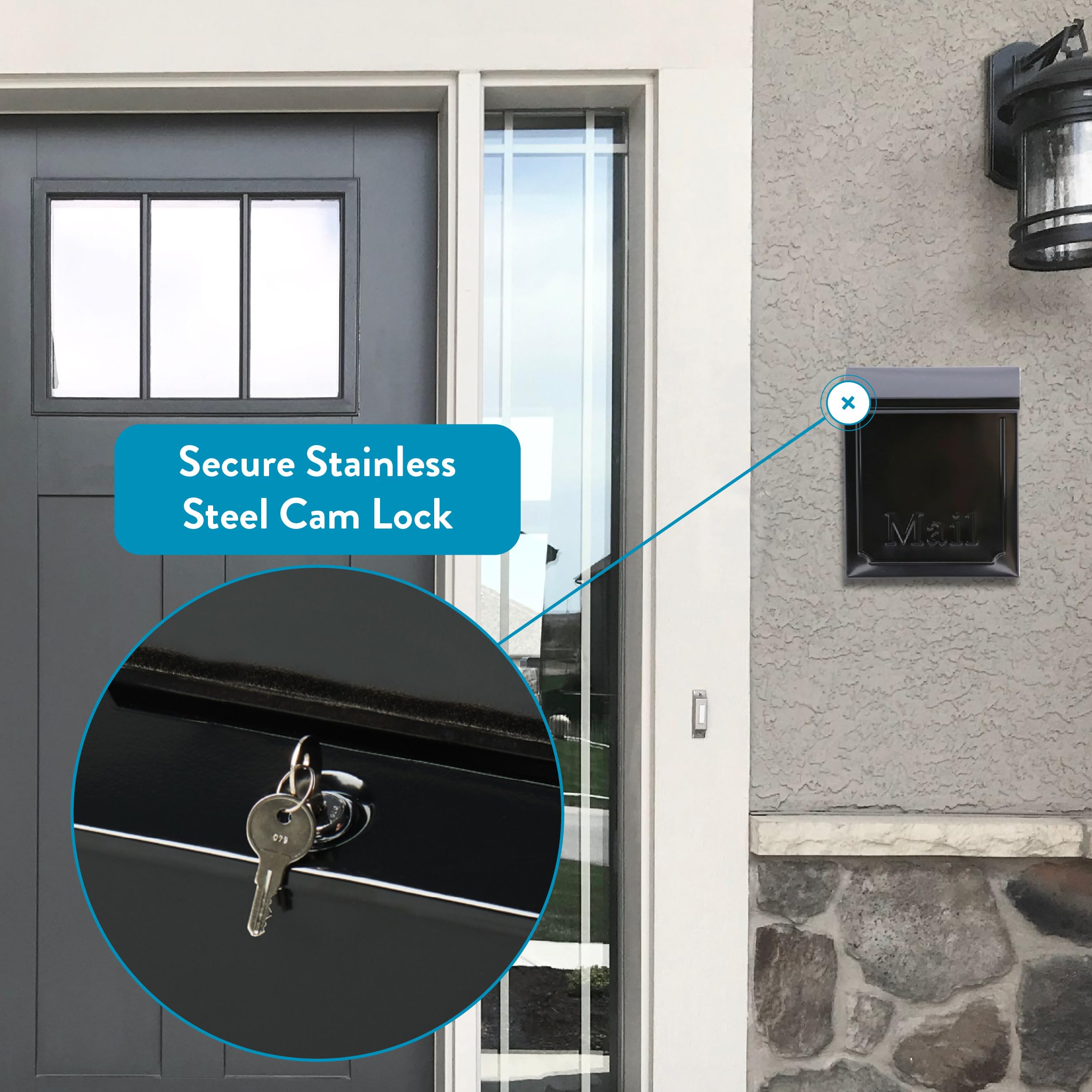 Architectural Mailboxes Townhouse locking compartment keeps mail out of sight.