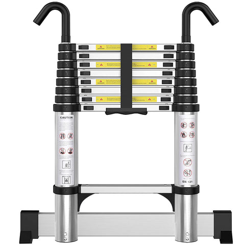 ARCHOM telescoping ladder 8.5ft with hooks extends smoothly and locks securely