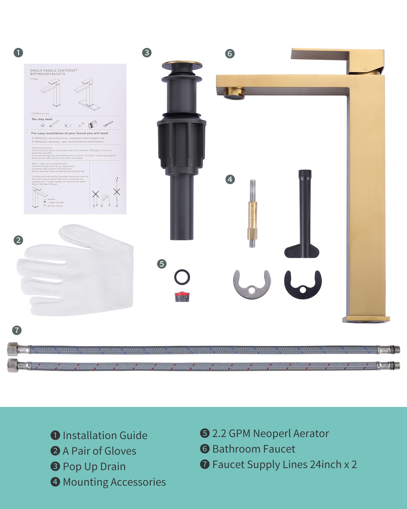 ARCORA 24-inch supply hoses ready for straightforward installation with standard fittings.