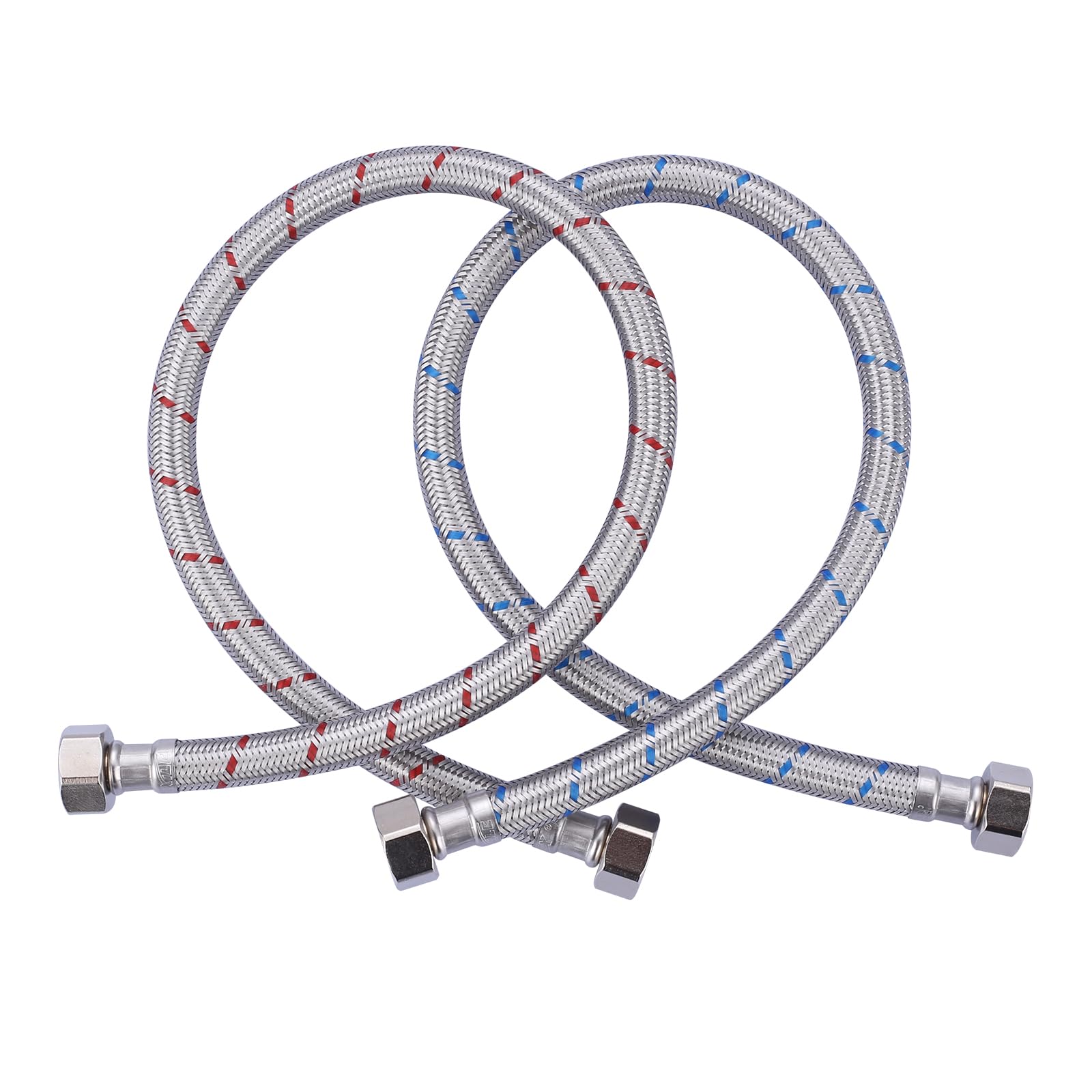 ARCORA 36-inch braided stainless faucet hose with half-to-half fittings, durable and flexible.
