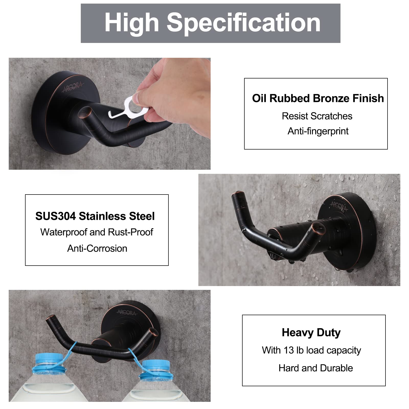 ARCORA oil rubbed bronze finish complements classic bathroom decor.