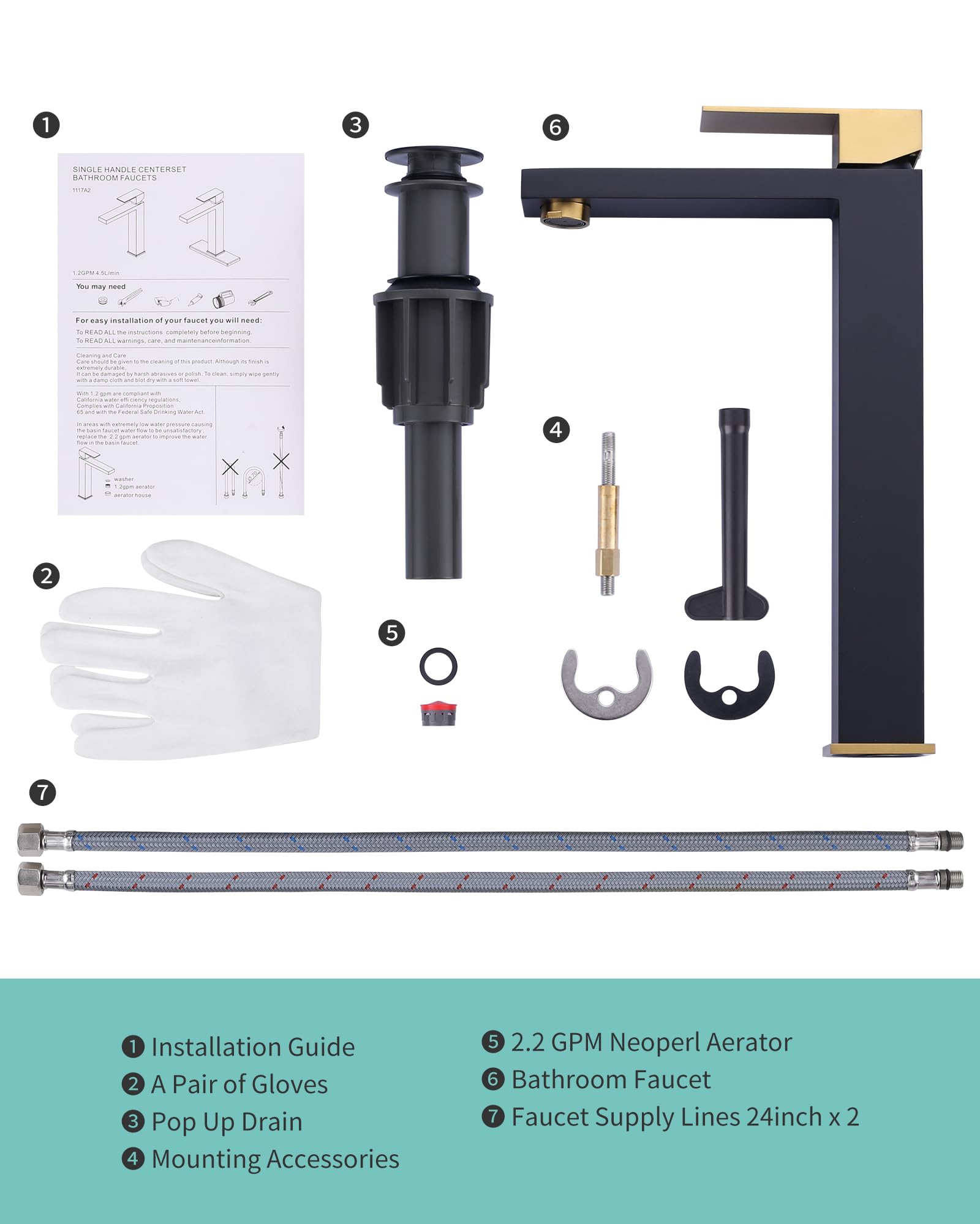 ARCORA easy-install 24in supply hoses simplify setup in minutes.
