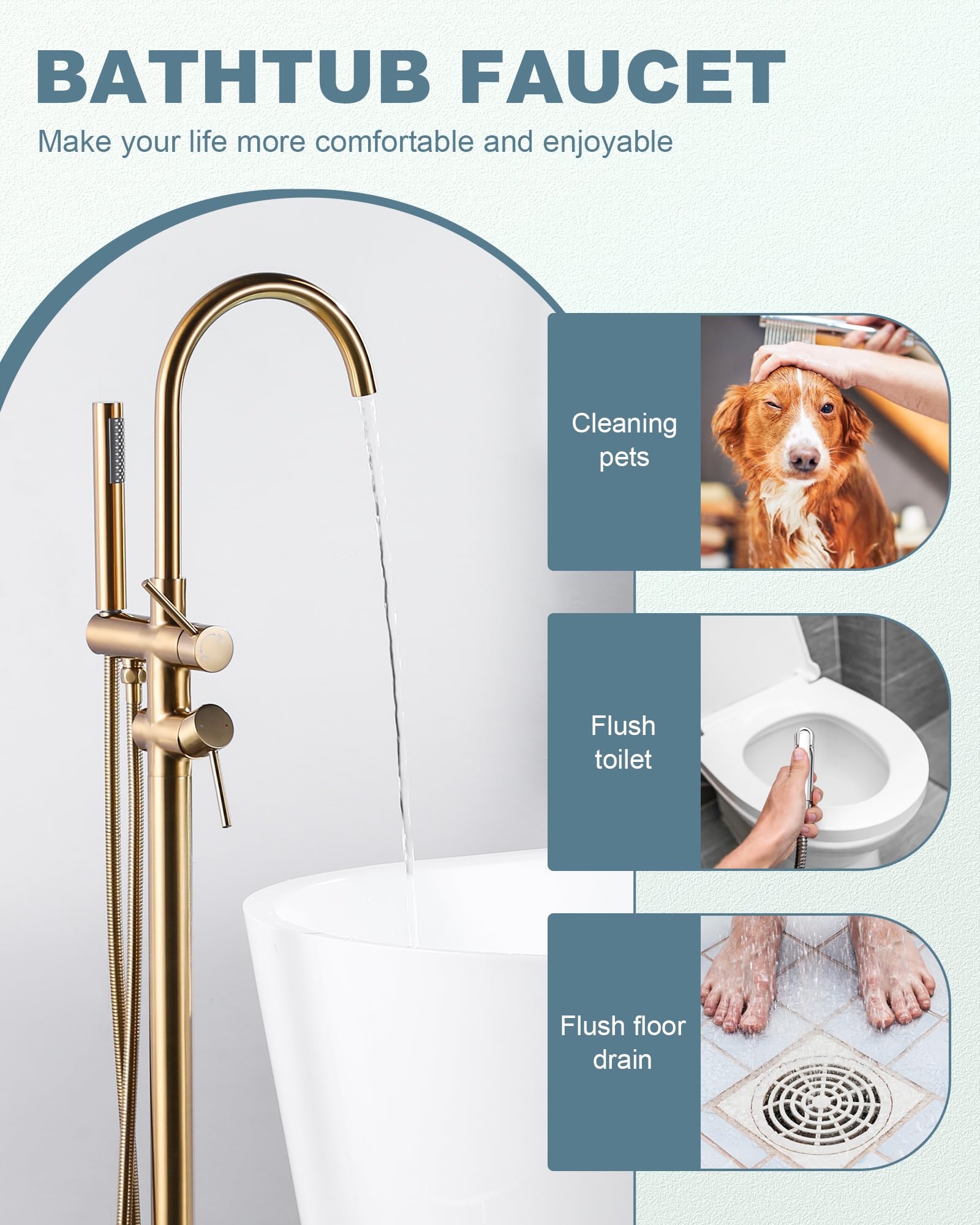 ARCORA integrated diverter bathtub spout and handheld design for versatile bathing options