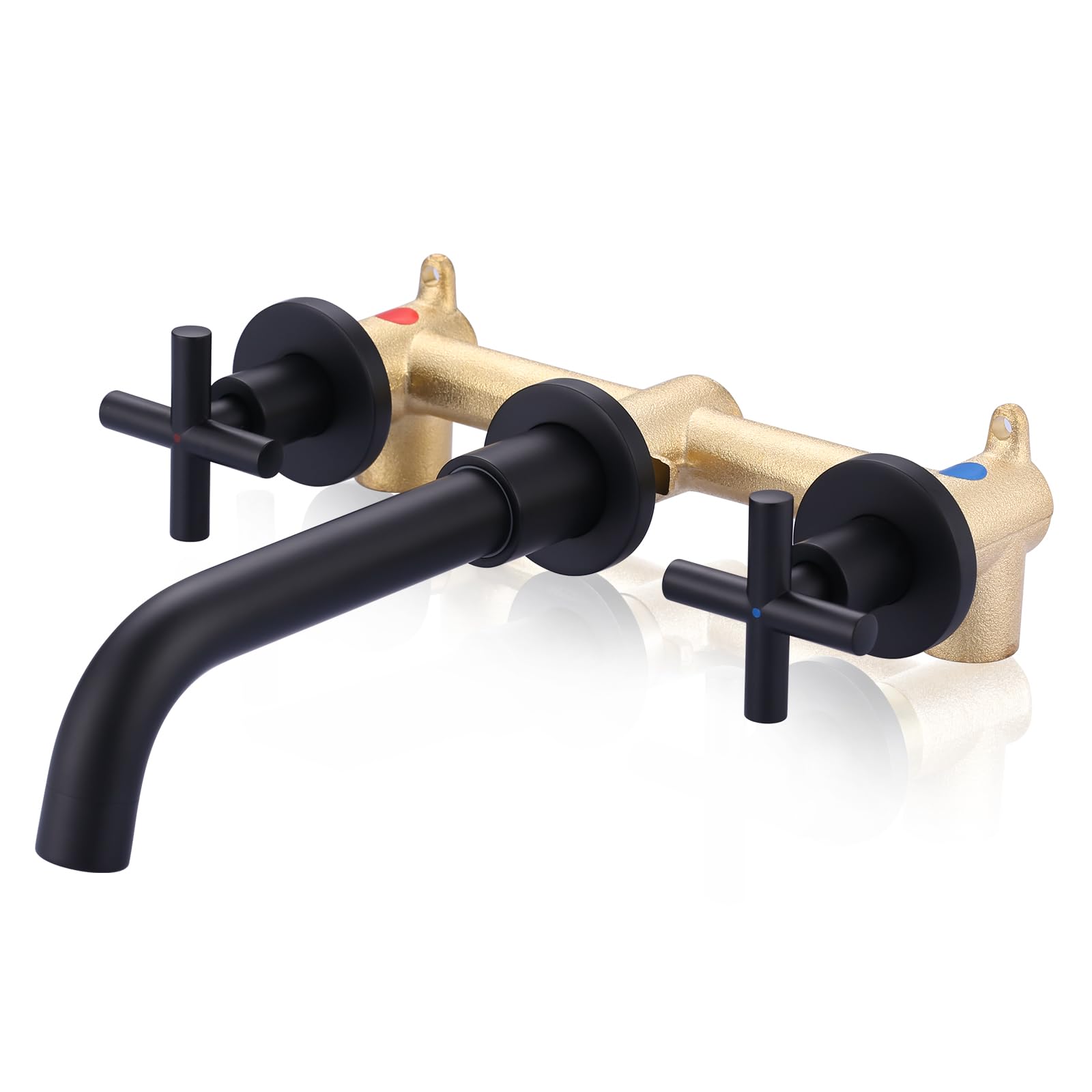 ARCORA matte black wall-mount faucet with 360° spout for vessel sinks