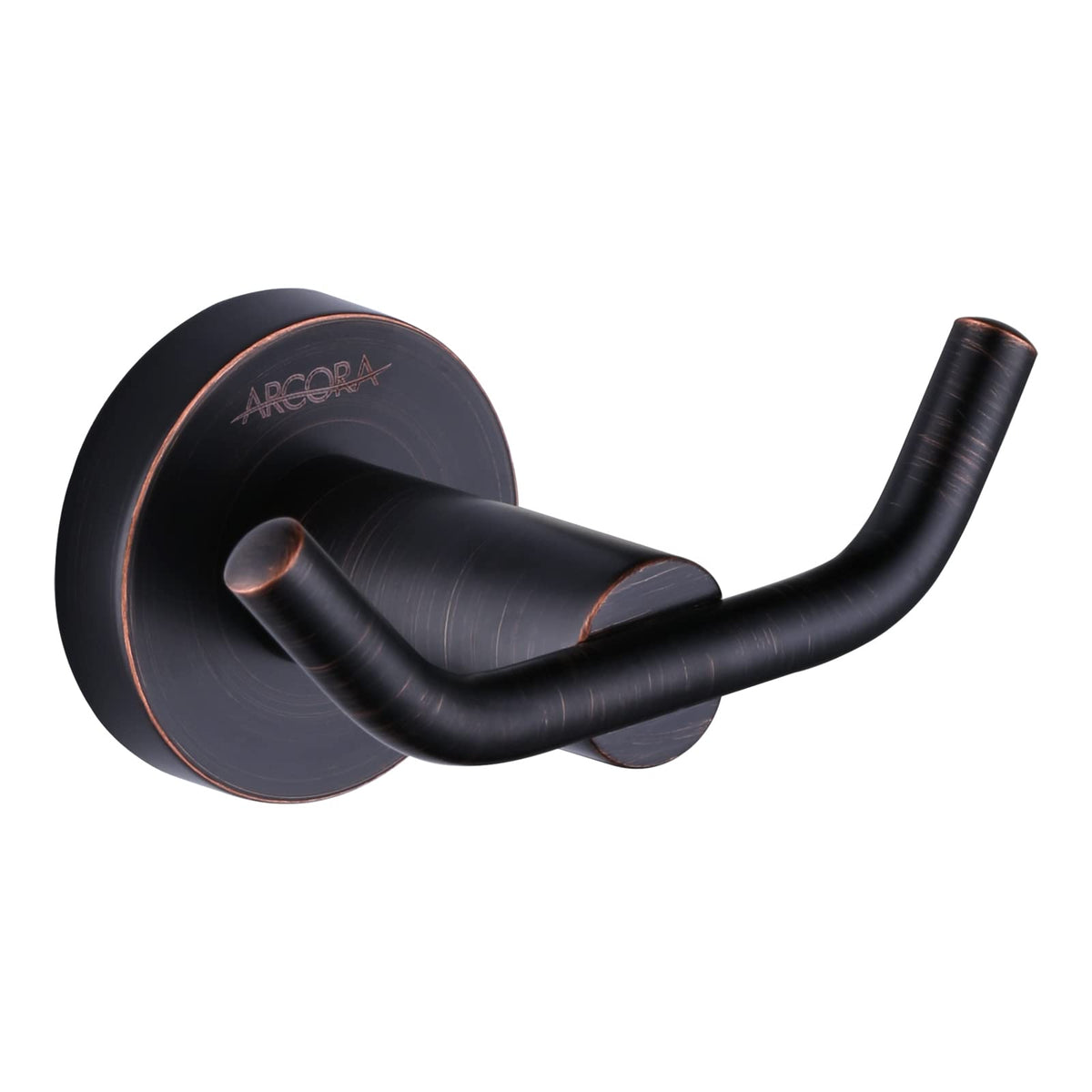 ARCORA towel hook close-up in oil rubbed bronze with brushed finish.