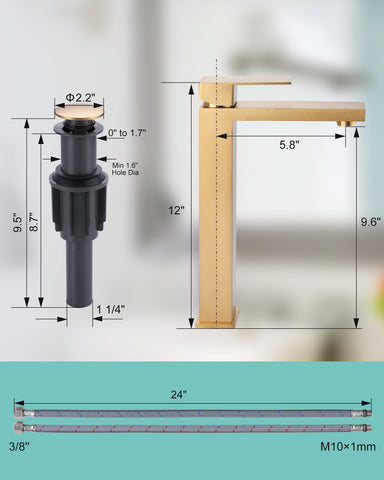 ARCORA pop-up drain included for convenient waste management with vessel sinks.