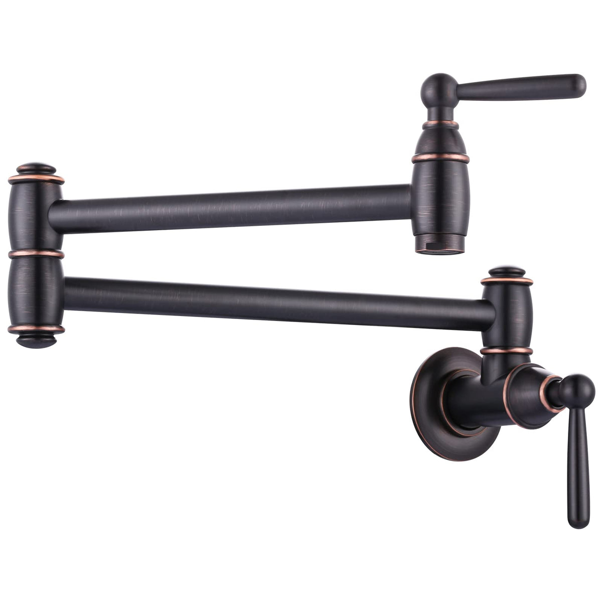 ARCORA pot filler in oil-rubbed bronze wall-mount design for convenient kitchen water access.
