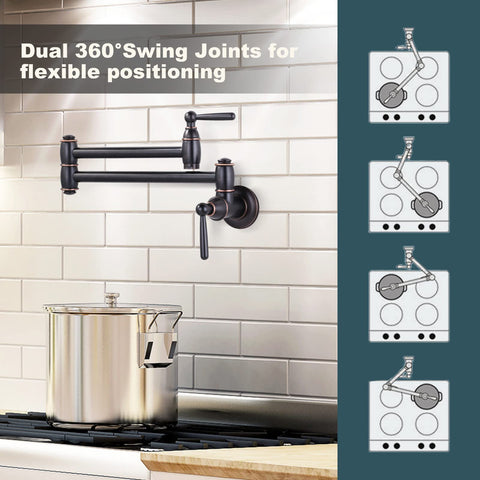ARCORA two-handle pot filler design enables smooth control at the stove.